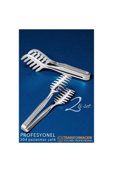 Mutfak Maşa Seti - Makarna Pasta Salata Çok Amaçlı Maşa 2 li SET 304 Paslanmaz Çelik