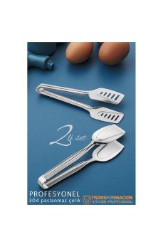 Mutfak Maşa Seti - Makarna Pasta Salata Çok Amaçlı Maşa 2 li SET 304 Paslanmaz Çelik