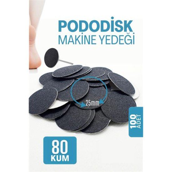 25 mm Pododisk - Nasır Sökücü Pedikür Makinesi Yedek Pedler 100 ADET