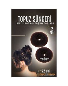 KAHVE Mini Saç Topuz Süngeri  2 ADET 7.5 CM Çap 3 cm Kalınlık