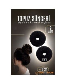 SİYAH Mini Saç Topuz Süngeri  2 ADET 6 CM Çap 2.5 cm Kalınlık