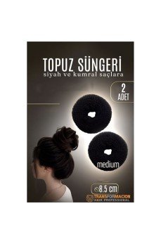 SİYAH Mini Saç Topuz Süngeri  2 ADET 8.5 CM Çap 3.5 cm Kalınlık
