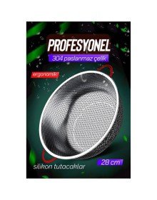 28 CM Kevgir Yuvarlak Süzgeç Profesyonel 304 Paslanmaz Çelik