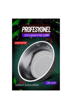 28 CM Kevgir Yuvarlak Süzgeç Profesyonel 304 Paslanmaz Çelik