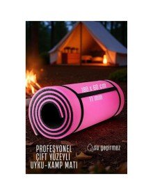 Uyku Matı - Kamp Matı - Piknik Çadır Matı 11 mm Çift Taraflı Pembe