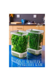 Yeşillik Saklama Kabı - Taze Yeşillik İçin - Soğan Maydanoz vb Yeşillik Saklama 2 Lİ set