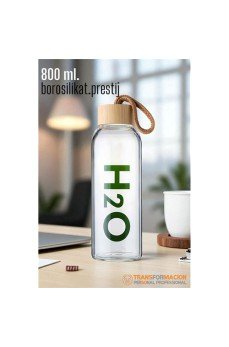 Cam Matara - 800 Ml Bambu Kapaklı Borosilikat Cam Matara - Ofis Matarası Cam Matara - 800 Ml Bambu Kapaklı Borosilikat Cam Matara - Ofis Matarası