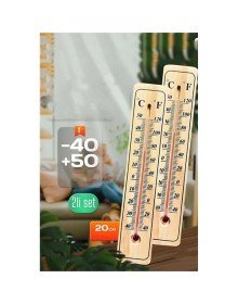 Termometre  - Ahşap Duvar Termometresi 2 li SET