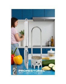 Dolmalık Biber Oyacağı Soyacak Seti - Sebze Oyacağı - Profesyonel Çelik 2 li set