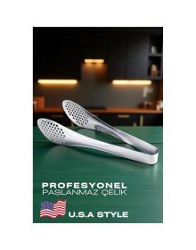 Amerikan Tip Mutfak Maşası 304 Paslanmaz Çelik Makarna Pasta Salata Çok Amaçlı Maşa