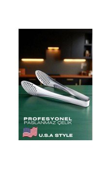 Amerikan Tip Mutfak Maşası 304 Paslanmaz Çelik Makarna Pasta Salata Çok Amaçlı Maşa