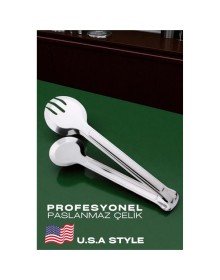 Amerikan Tip Mutfak Maşası 304 Paslanmaz Çelik Makarna Pasta Salata Çok Amaçlı Maşa