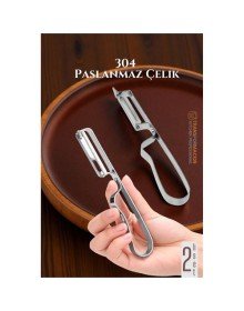 Soyacak Seti- Sebze Soyacağı Profesyonel Paslanmaz Çelik 2 li SET