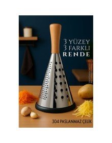 El Rendesi - Konik Tip Ergonomik 3 Taraflı Profesyonel 304 Paslanmaz Çelik