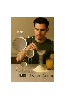 Inox Süzgeç Seti - 3 Boy Çok Amaçlı Süzgeç 304 Çelik Profesyoneller İçin