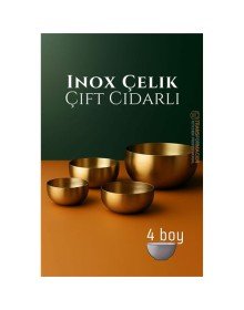 Çift Cidarlı Kase - Inox Çelik 4 LÜ Kase Seti Kase
