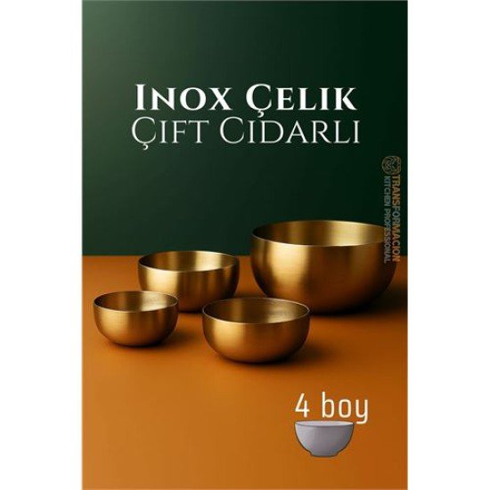 Çift Cidarlı Kase - Inox Çelik 4 LÜ Kase Seti Kase Çift Cidarlı Kase - Inox Çelik 4 LÜ Kase Seti Kase