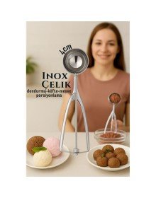 Inox 4 cm Dondurma Kaşığı - Karpuz Kurabiye Köfte Helva Porsiyonlama