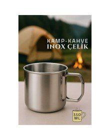 Inox Çelik Kamp Kupası - Inox Kamp Bardağı Profesyonel Inox Çelik 350 ml