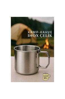 Inox Çelik Kamp Kupası - Inox Kamp Bardağı Profesyonel Inox Çelik 350 ml