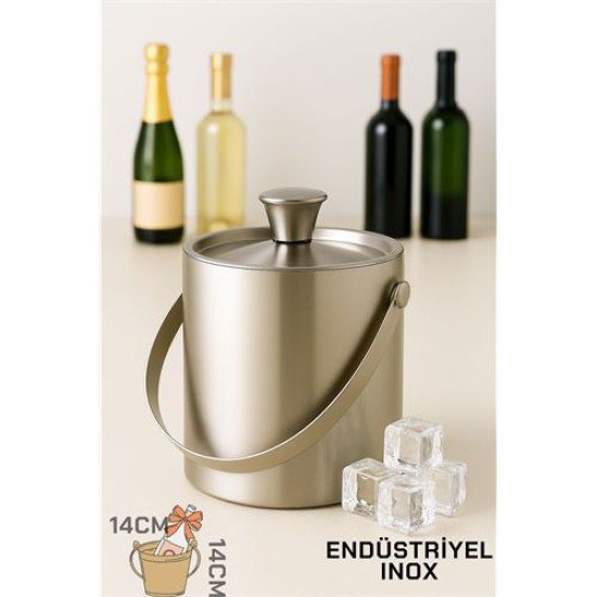 Buz Kovası Çift Cidarlı Yalıtımlı Endüstriyel Inox Şampanya Şarap Bira Soğutucu MEDIUM