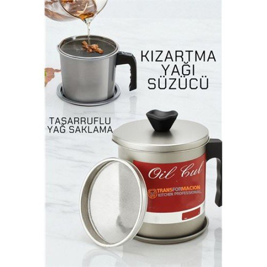 Kızartma Yağı Süzücü - Yağ Saklama Kabı - Tasarruflu Yağ Ayırıcı
