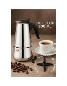 Inox Moka Pot - Paslanmaz Çelik Profesyonel Moka Pot - 300 ml