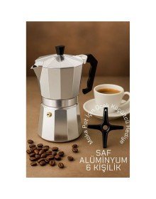 Klasik Italyan Moka Pot - 6061 Saf Alüminyum  Profesyonel Moka Pot - 6 kişilik