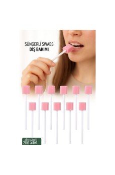 Süngerli Swab - Ağız ve Diş Bakım Çubuğu - 200 Adet Aile Paketi