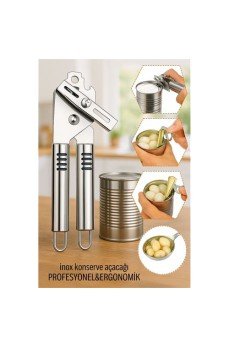 Inox Çelik Konserve Açacağı - Ergonomik ve Profesyonel Kolay Konserve Açıcı