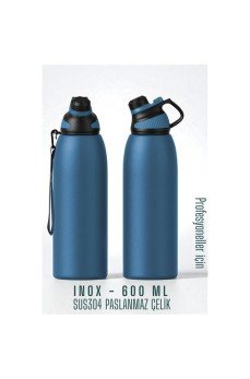 Inox Çelik Termos - 600 ml  SUS304 Çelik Termos Profesyonel MAVİ