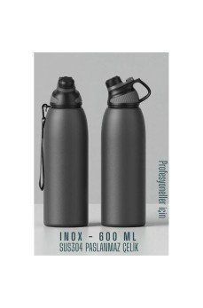 Inox Çelik Termos - 600 ml  SUS304 Çelik Termos Profesyonel GRİ