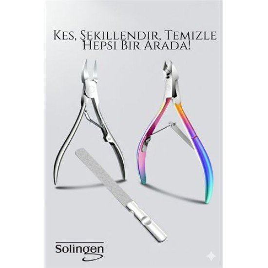 3’lü Paslanmaz Manikür Seti – Tırnak Makası, Et Pens, Kavisli Makas | Evde Profesyonel Bakım