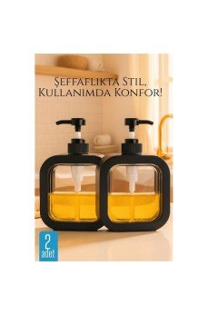 Pompalı Dispenser Sabunluk Seti – Şeffaf Gövde, Modern Tasarım | Sıvı Sabun, Şampuan, Losyon İçin Pompalı Dispenser Sabunluk Seti – Şeffaf Gövde, Modern Tasarım | Sıvı Sabun, Şampuan, Losyon İçin