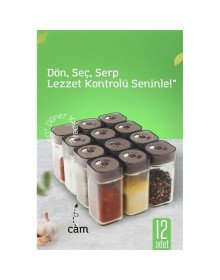 Cam Tuzluk Baharatlık – 360° Döner Kapaklı | 3 Delik Tipiyle Ayarlanabilir Akış  12 ADET