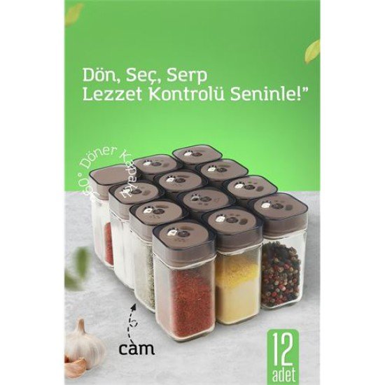 Cam Tuzluk Baharatlık – 360° Döner Kapaklı | 3 Delik Tipiyle Ayarlanabilir Akış 12 ADET Cam Tuzluk Baharatlık – 360° Döner Kapaklı | 3 Delik Tipiyle Ayarlanabilir Akış 12 ADET