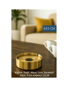 Gold Inox 1 MM Scotch Çelik Küllük – 8 cm x 3 cm | Modern, Hijyenik ve Dayanıklı Tasarım