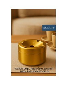 Inox Gold Paslanmaz Çelik Küllük – 8x 5 cm | Modern, Hijyenik ve Dayanıklı Tasarım