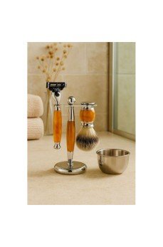 Koleksiyon Tıraş Seti – 304 Cerrahi Çelik & Kemik Saplı | Çift Cidarlı Tıraş Tası Icardi Collection