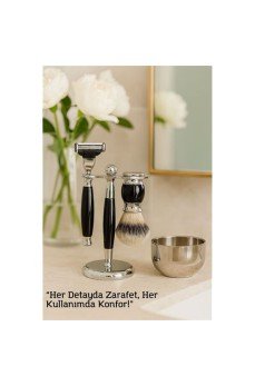 Koleksiyon Tıraş Seti – 304 Cerrahi Çelik & Kemik Saplı | Çift Cidarlı Tıraş Tası Icardi Collection