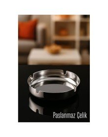 Paslanmaz Yuvarlak Küllük - Metal Kül Tablası - Masaüstü Küllük