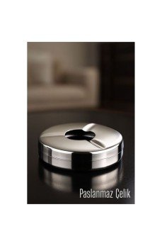 Kapaklı Paslanmaz Küllük - Kapaklı Metal Kül Tablası -  Masaüstü Küllük