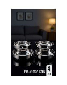 Paslanmaz Yuvarlak Küllük - Metal Kül Tablası - Masaüstü Küllük 4 LÜ