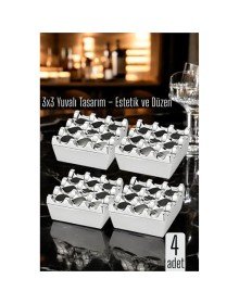 4 lü Metal Döküm Küllük – 3x3 Yuvalı, Krom , Modern ve Ağırlıklı Tasarım