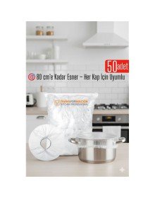 50'li Tencere Bonesi - 80 cm Esnek Streç Kapak Seti, Gıda Koruma İçin