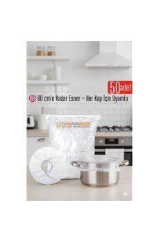 50'li Tencere Bonesi - 80 cm Esnek Streç Kapak Seti, Gıda Koruma İçin