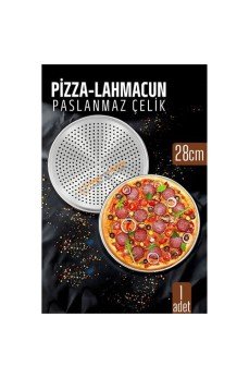 Paslanmaz Çelik Pizza-Lahmacun Tepsisi – Delikli Tasarım ile Mükemmel Pişirme 28 cm Paslanmaz Çelik Pizza-Lahmacun Tepsisi – Delikli Tasarım ile Mükemmel Pişirme 28 cm