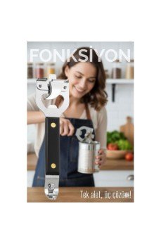 3’ü 1 Arada Konserve Açacağı – Şişe Açacağı ve Kapak Kaldıracı Paslanmaz Çelik