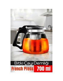 Süzgeçli French Press Cam Demlik 700 Ml Bitki Çayı Demliği
