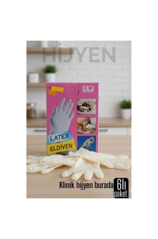 6'lı KUTULU Latex Eldiven Hijyenik, Esnek ve Çok Amaçlı Kullanım İçin